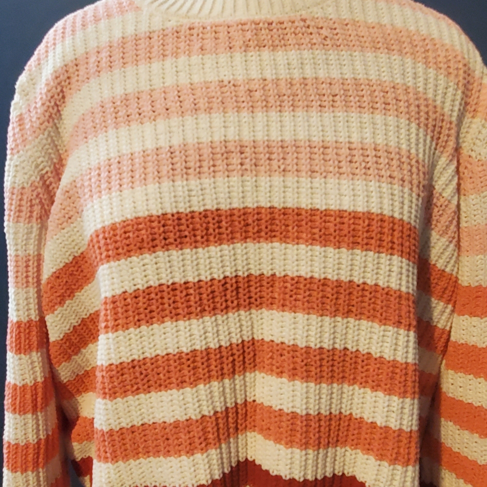 JohnPaulRichard Orange and Cream Crew Neck Sweater
